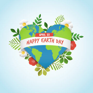 Happy Earth day greeting card for environment love