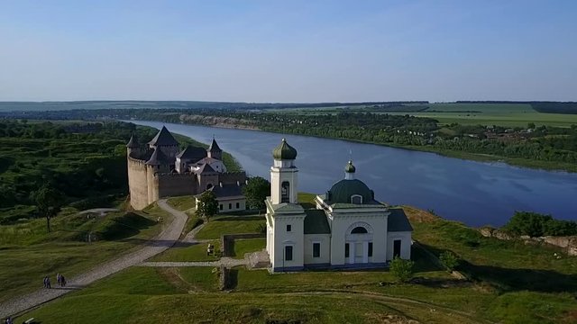 Aerial view of Khotyn Fortress Ukraine