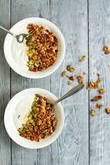 bunch green grapes on a grey wooden background