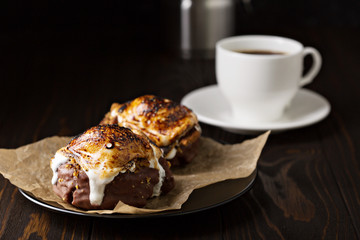 Smores donuts on dark background