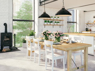 modern loft apartment. 3d rendering