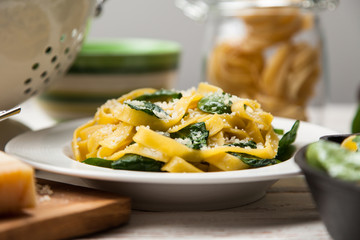 Spinach tagliatelle pasta