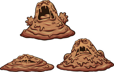 Cartoon mud monster growing up. Vector clip art illustration with simple gradients. Each on a separate layer.  © Memoangeles