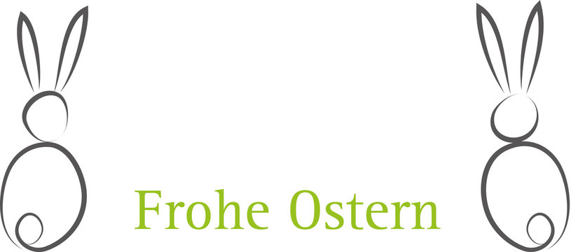 Frohe Ostern. Banner mit Ostergruss. Osterhasen und Schrift