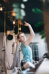 Fototapeta na wymiar girl ballerina dancer in training.