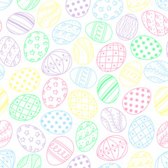 Easter eggs in pastel outline.