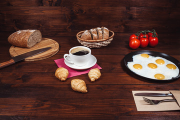 Obraz na płótnie Canvas rustic breakfast scrambled eggs