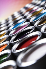 Colorful paint cans set