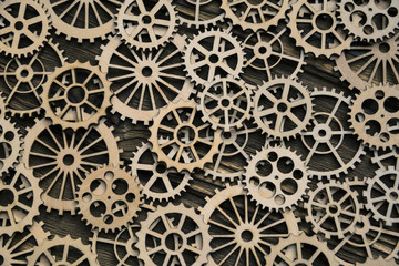 texture of gears lie in perspective, background. concept industry idea business