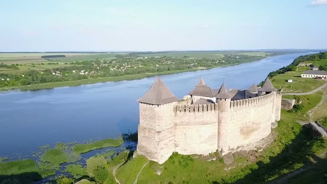 Aerial view of Khotyn Fortress Ukraine