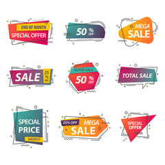 Set of isolated price tags or discount signs