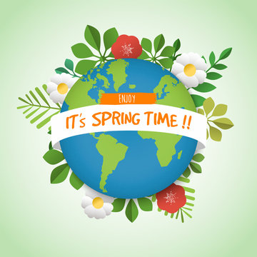 Spring time green planet earth greeting card