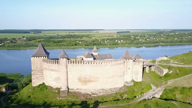 Aerial view of Khotyn Fortress Ukraine