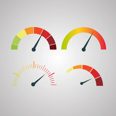 Speedometer or rating meter signs infographic gauge element. Vector illustration