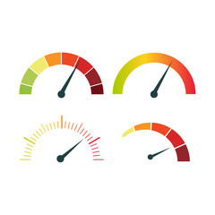 Speedometer or rating meter signs infographic gauge element. Vector illustration