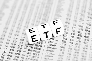 ETF symbol on financial paper