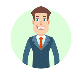 Portrait of Cartoon Hipster Businessman Character