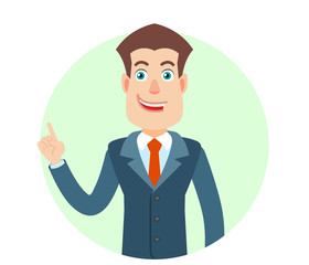 Businessman pointing up