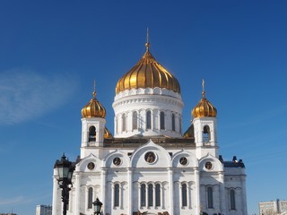 Fototapeta na wymiar Cathedral of Christ the Savior against the blue sky