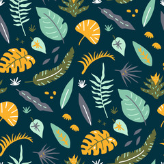 Fototapeta na wymiar Vector seamless background pattern with abstract plants
