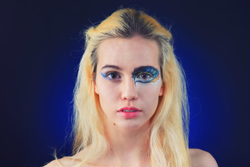 Fototapeta premium Fashion portrait of the blonde with bright makeup