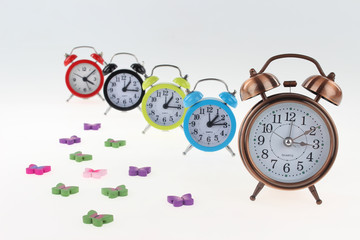 clock concept. clocks on the white background.