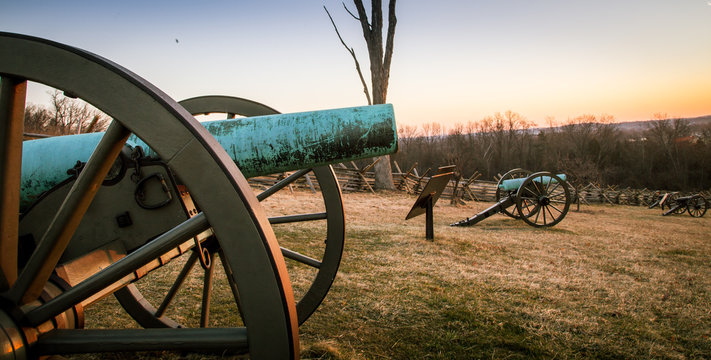 cannon at Gettysburg at sunrise
