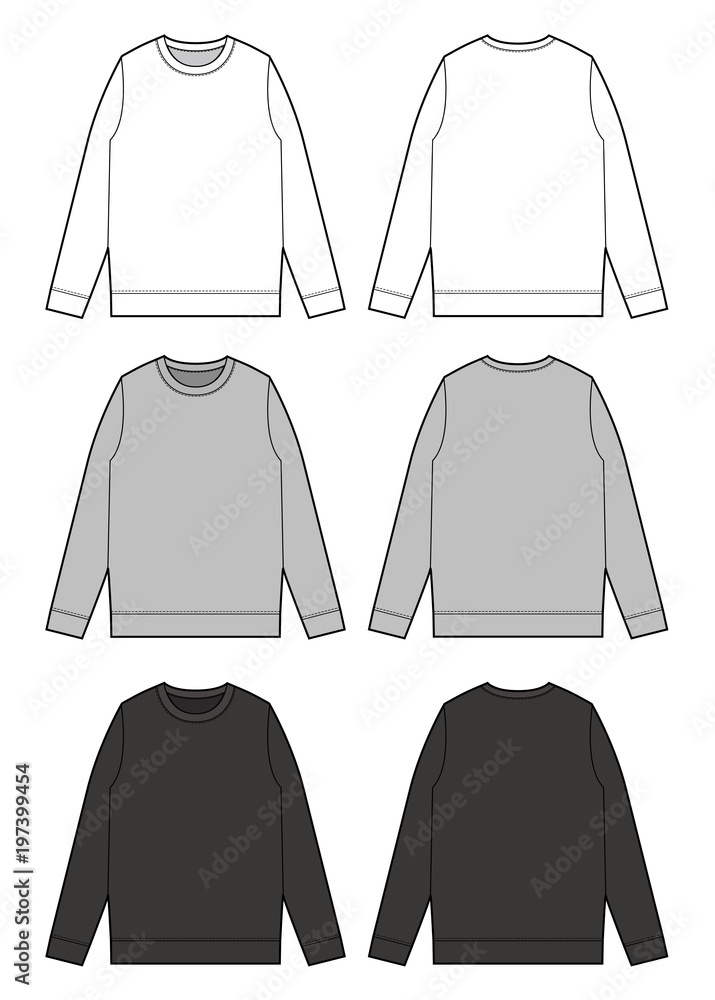 Wall mural Sweat shirt TOP fashion flat technical drawing template