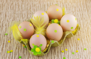 Easter eggs on the table