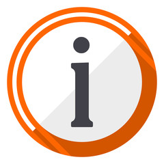 Information orange flat design vector web icon