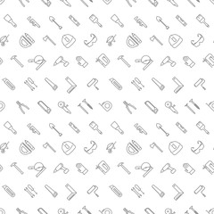 Seamless construction tools icons pattern on white background