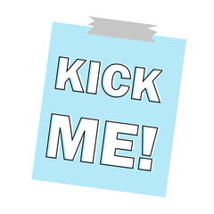 Inscription kick me icon white isolated on blue background vector illustration