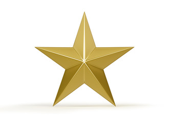 Obraz premium Gold-colored feedback star isolated on white-colored background. Square composition