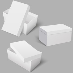 Blank of boxes for shoes on grey background. Vector