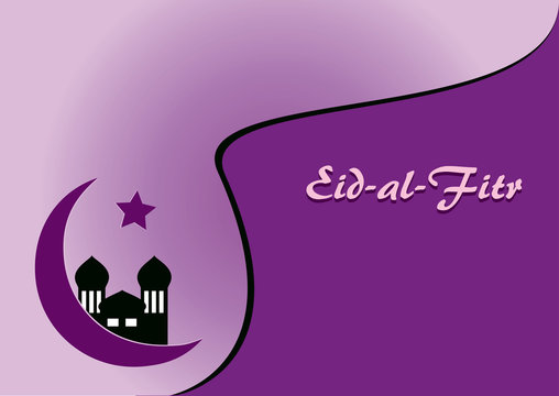 Grußkarte für das Fest Eid-al-fitr in lila Farbtönen. Eps 10 Vektor-Datei