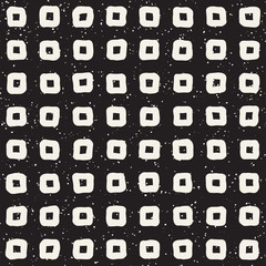 Hand drawn style ethnic seamless pattern. Abstract grungy geometric background in black and white.