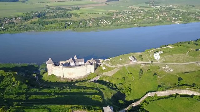 Aerial view of Khotyn Fortress Ukraine