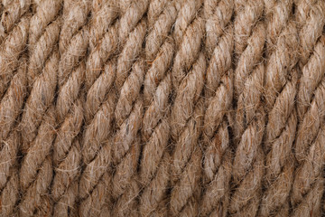 Texture of a rope made of flax closeup