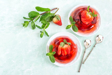 Delicious strawberry jelly with whole berries