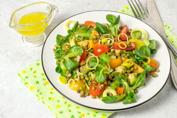 Delicious and healthy salad with beans mung and fresh vegetables