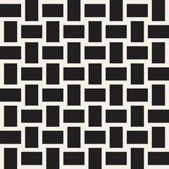 Trendy twill weave Lattice. Abstract Geometric Background Design. Vector Seamless Black and White Pattern.