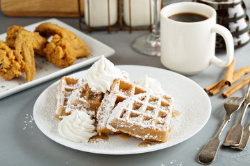 French toast waffles with fried chicken