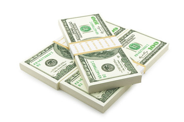 Dollar Banknotes  On White
