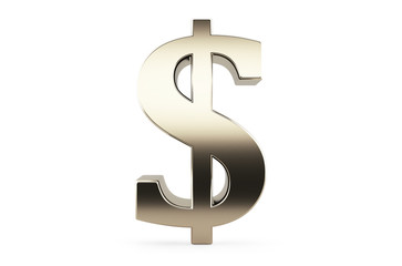Dollar Icon On White With Clipping Path