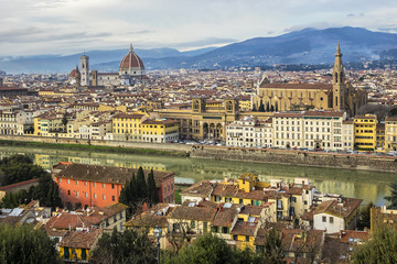 Fototapeta na wymiar Beautiful view of Florence old town from Piazzale Michelangelo at sunset. Tuscany, Italy.