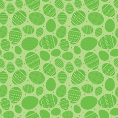 green easter seamless pattern with decorated easter eggs - vector
