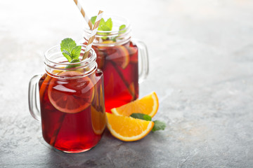 Summer sangria in mason jar