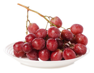 Pink grapes in a plate