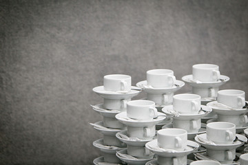The pile of tea cups