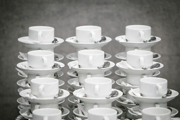 The pile of tea cups